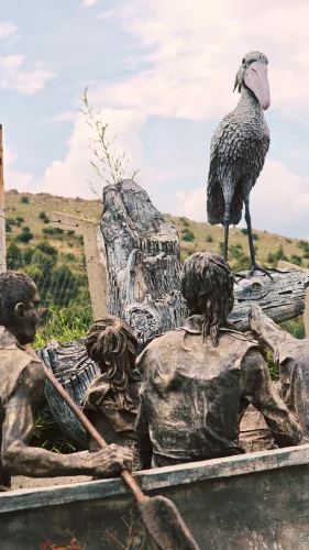Shoebill stork statues