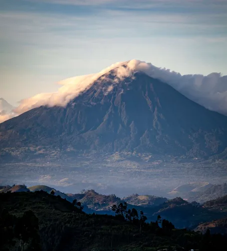 A view of the Virunga Ranges from Clouds Mountain Gorilla Lodge